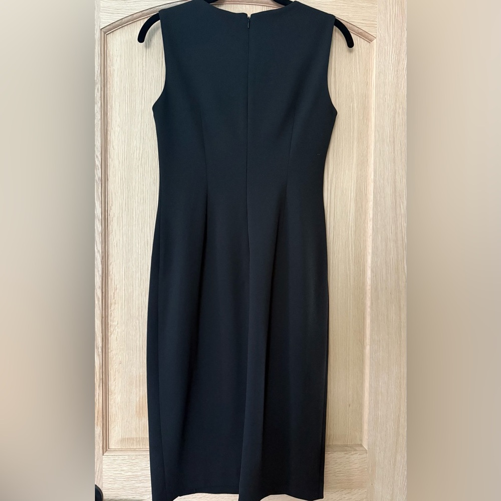 Calvin Klein Black Asymmetrical Midi Sheath Dress Sleeveless Career Office Small - Picture 11 of 13